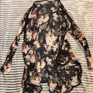 Sheer floral cardigan